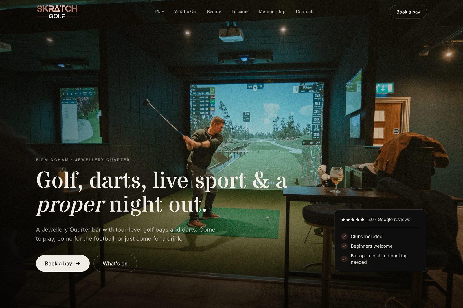 The SKRATCH Golf website, built by Social Caddie